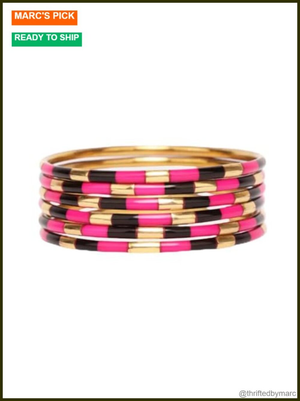 Handcrafted Brass Enamel Bangle Bracelets Set of 6 Stackable Gold Tone